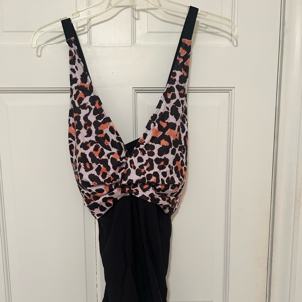 Plus size Black One Piece Leopard Print Swimwear